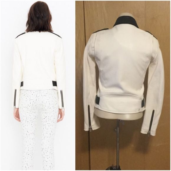 IRO White and Black Yulia Leather Jacket in Ecru - Picture 11 of 16